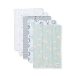 【破价】Burt's Bees Baby 婴儿拍嗝巾 有机棉超吸水柔软口水布 5件装新生儿必备大号饱嗝布 43x29cm