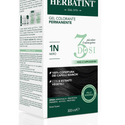 HERBATINT 永久性染发凝胶 3 罐 300 毫升 – 1 N 黑色 不含氨 适用于敏感肌肤 100% 覆盖白发 含 8 种天然有机提取物