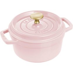 staub Cocotte 圆形冰糕玫瑰 Z1032-758 Pico Cocotte 圆形冰糕玫瑰 16 厘米粉色双手铸造搪瓷锅 无水烹饪 感应兼容