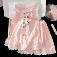 女童睡衣2026春夏季KT猫公仔新款云朵棉薄款中大童家居服套装短裤
