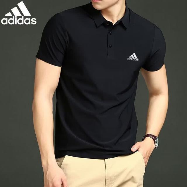 adidas 冰丝夏季三叶草男士休闲上衣polo衫商务速干新款短袖透气翻领T恤