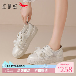 红蜻蜓 女鞋蝴蝶结蕾丝网面鞋 轻便透气网面鞋软底百搭魔术贴休闲单鞋子