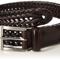 FOSSIL 男士棕色皮革腰带 干邑色 36