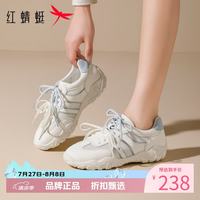 红蜻蜓 女鞋双系带网面鞋 夏季轻便网面透气运动鞋女士德训鞋休闲单鞋子