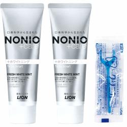NONIO PLUS 美白牙膏 (高浓氟 1450ppm配比) 套装 130g×2个+牙线日亚限定