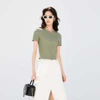 MO&Co. 圆领短袖修身弹力短款T恤女装