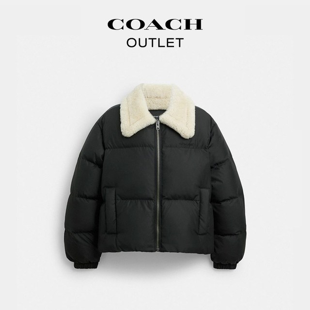 COACH 【轻暖鹅绒】女士羊毛皮衣领短款羽绒服 CCA26_B