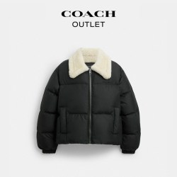 COACH 【轻暖鹅绒】女士羊毛皮衣领短款羽绒服 CCA26_B