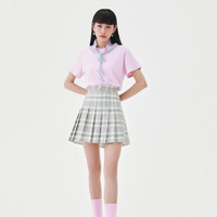 美特斯邦威 短袖T恤女纯色简约圆领打底衫百搭休闲上衣 轻紫粉