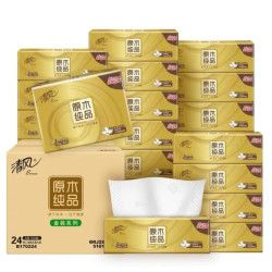 清风 抽纸金装厚韧纸巾 3层 100抽*24包 整箱装