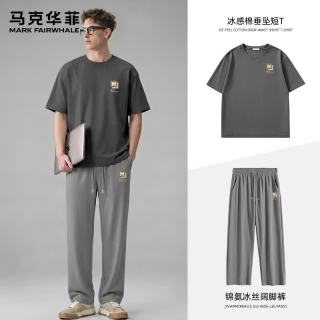 马克华菲 凉感科技 男士T恤长裤两件套