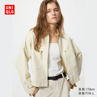 优衣库 487516 休闲拉链短茄克 浅米色 M