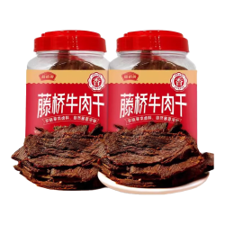 藤桥牌 温州特产 湖岭牛肉干 手撕牛肉片 五香味2桶共500g