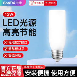 共泰 LED柱形灯泡 E27大螺口节能高亮 12W 白光6500K 物业工厂替换光源小柱灯