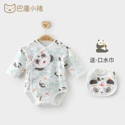 巴厘小猪 0-3月宝宝三角包屁衣国风绑带新生儿连体衣初 竹间月半居士 59cm