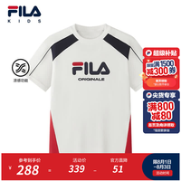 FILA 儿童短袖2026秋季新款男中大童T恤 云菇白-WT 170