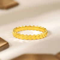 周六福 黄金戒指 足金无极金亮面几何指环奔赴 计价T 10号-2.65g