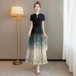丝柏舍 新中式时尚套装 夏装新女士短袖上衣搭半身裙两件套有大码