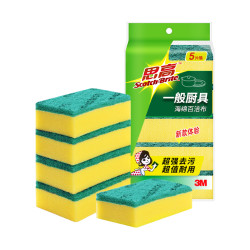 3M 思高百洁布刷碗布厨房家用男女洗碗海绵清洁百洁擦酒店餐饮去污 一般厨具5片装*1包