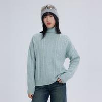 美特斯邦威 女士高领毛衣 复古麻花羊毛衫