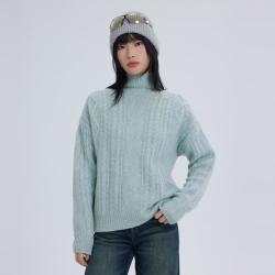 美特斯邦威 女士高领毛衣 复古麻花羊毛衫