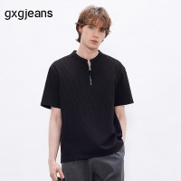 gxgjeans 男装半拉链宽松华夫格休闲短袖T恤 26夏新品