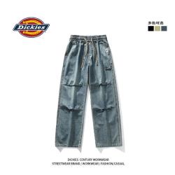 Dickies 美式舒适阔腿牛仔裤男士春秋潮牌休闲宽松直筒工装长裤蓝色XL