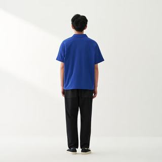 MUJI 男式珠地网眼短袖开领衬衫 AB1QRA6S 蓝色 L