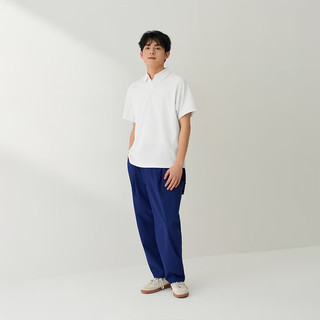 MUJI 男式珠地网眼短袖开领衬衫 AB1QRA6S 米白色 S