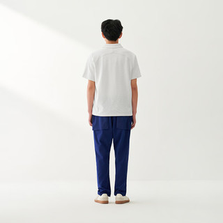 MUJI 男式珠地网眼短袖开领衬衫 AB1QRA6S 米白色 S