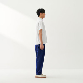 MUJI 男式珠地网眼短袖开领衬衫 AB1QRA6S 米白色 S