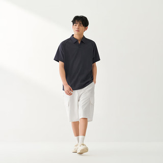 MUJI 男式珠地网眼短袖开领衬衫 炭灰色 S(165/84A)