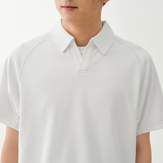MUJI 男式珠地网眼短袖开领衬衫 AB1QRA6S 米白色 S