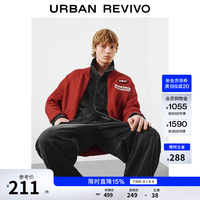 UR UR2026春季马年新款男装潮流刺绣撞色绞花针织开衫UUV960005 大红色 XL