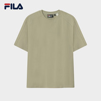 FILA 官方男士短袖T恤2026夏季款休闲舒适套头针织上衣 烟雨卡其-LK S 165/88A/S