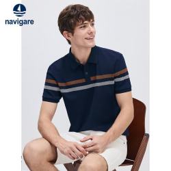 navigare 小帆船男夏季防蚊撞色条纹休闲短袖POLO衫1325525515
