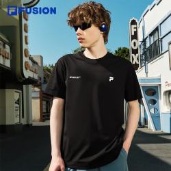FILA FUSION斐乐潮牌男子针织短袖衫2026夏季新款时尚基础速干T恤 正黑色-BK L 17