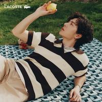 LACOSTE 法国鳄鱼男装26夏季新款条纹针织Polo衫|AH2561 4I9/驼色/