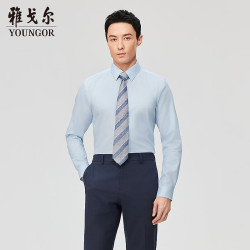 雅戈尔 新款条纹商务高端长袖衬衫 蓝条纹 40