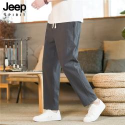 JEEP SPIRIT 吉普100%棉九分裤中国风男长裤宽松直筒休闲裤深灰色L
