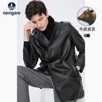 navigare 小帆船男士皮衣头层牛皮风衣外套1336543502