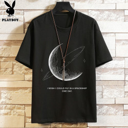 PLAYBOY 短袖T恤男士纯棉夏季高端半袖圆领上衣服宽松潮牌体恤