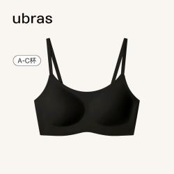 Ubras 无尺码云感托吊带背心文胸女士内衣女无钢圈胸罩黑色常规版 常规版/100-130斤/A-C杯