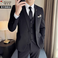 啄木鸟 西服套装男士黑色商务正装结婚休闲修身高级感新款西装外套 黑色一扣单西服 XL （建议120-135斤）