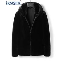 KAISER 皮草宝嘉美整貂貂皮大衣男皮毛一体男装连帽水貂外套冬季外套夹克 黑色 58/5XL