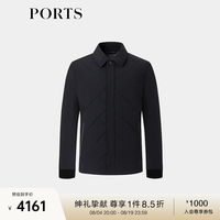 宝姿 男装 春季新品意大利微纤维科技罗纹菱格夹棉短夹克 黑色 M