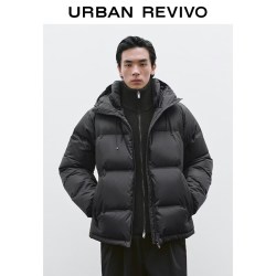 UR UR冬季新款男装琥珀流光风休闲机能连帽羽绒服UMT150010 黑色 XS