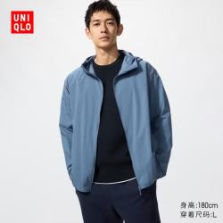 优衣库 便携式防紫外线连帽外套男装女装/防晒服482210 65 宝蓝色 L