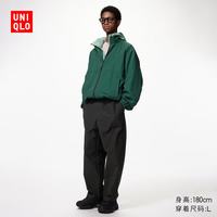 优衣库 针织廓形舒适九分裤男装女装长裤裤子休闲裤裤子488739 09 黑色 M