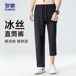 罗蒙 休闲裤男冰丝速干26年夏季中青年弹力凉感轻薄平脚长裤父亲节礼物